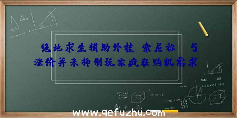 绝地求生辅助外挂：索尼称PS5涨价并未抑制玩家疯狂购机需求